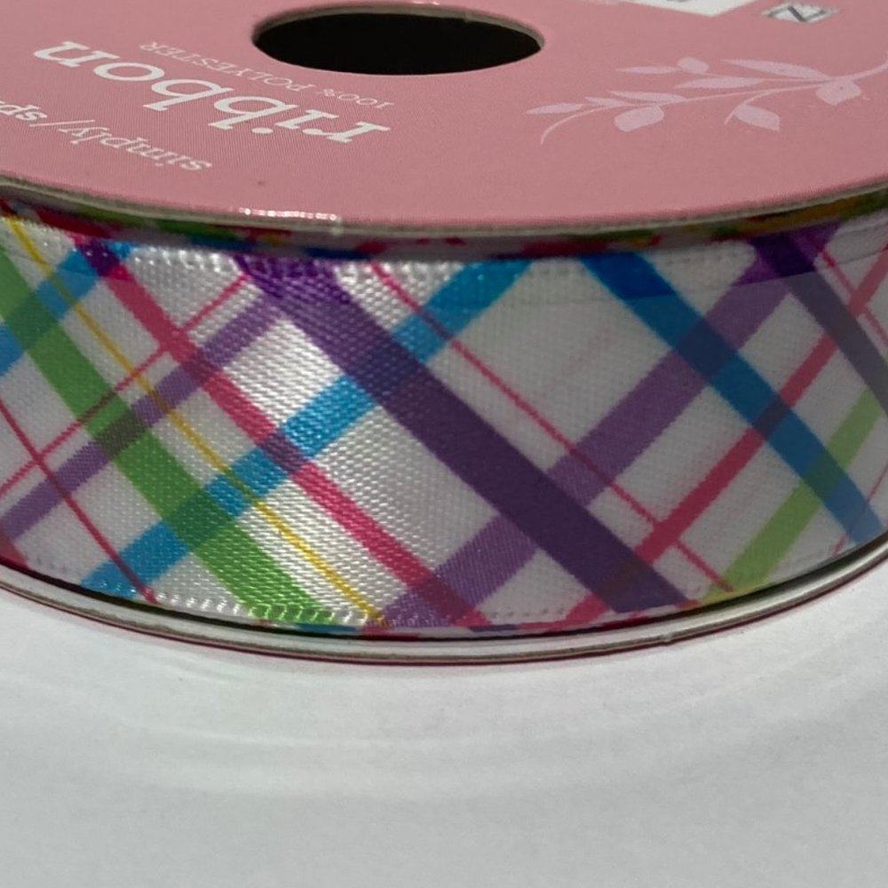 Criss Cross Stripe Ribbon Birthday Spring 7/8" 9'